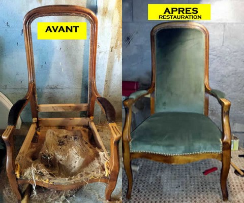 Restauration tapisserie fauteuil Paris